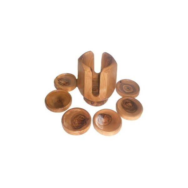 6 wooden saucers olivewood