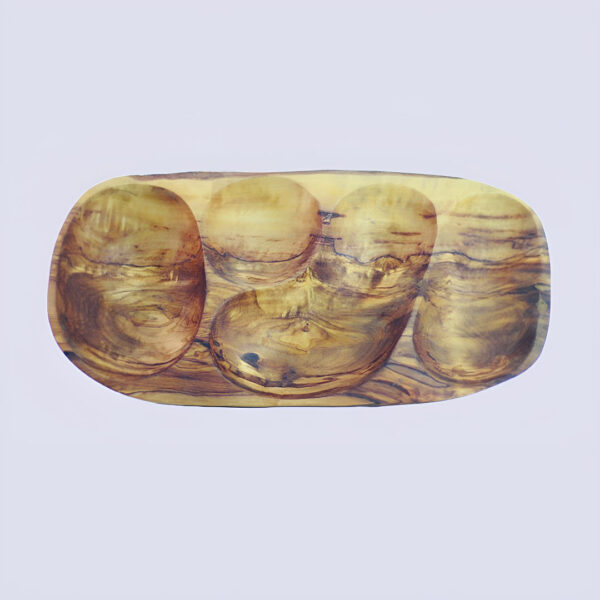 4-compartment olive wood serving tray - Image 2