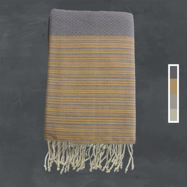 Gray Striped Camel Honeycomb Fouta